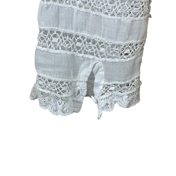 Edwardian white blouse pigeon front with embroidery, cuto outs and pleats Size M - Picture 7 of 8